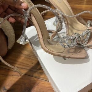 Chic Beige and Silver Women's Heels